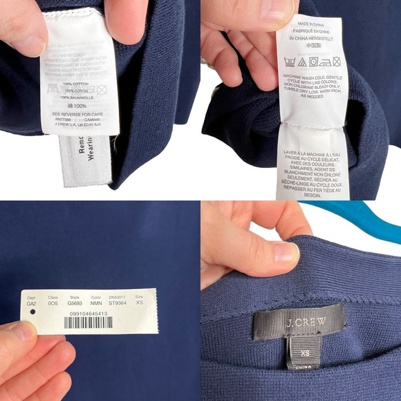 J Crew Navy Blue Ruffle Boatneck Short Sleeve Knit Sweater - Picture 11 of 11